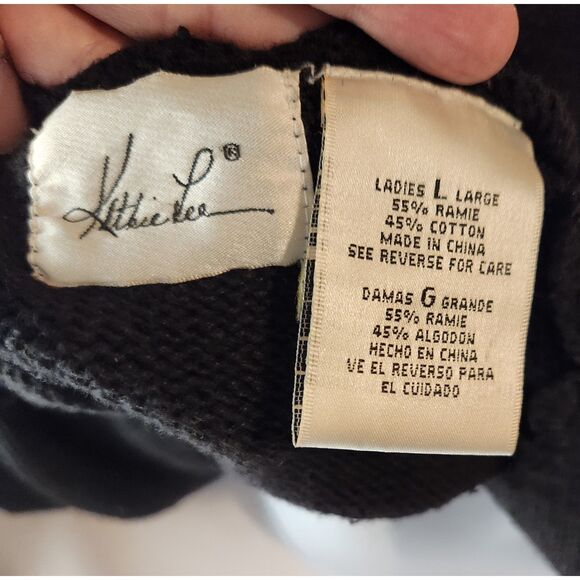 Kathie Lee Vintage 90's Embroidered Floral Basket Sweater L Cottagecore Cozy - Picture 3 of 9